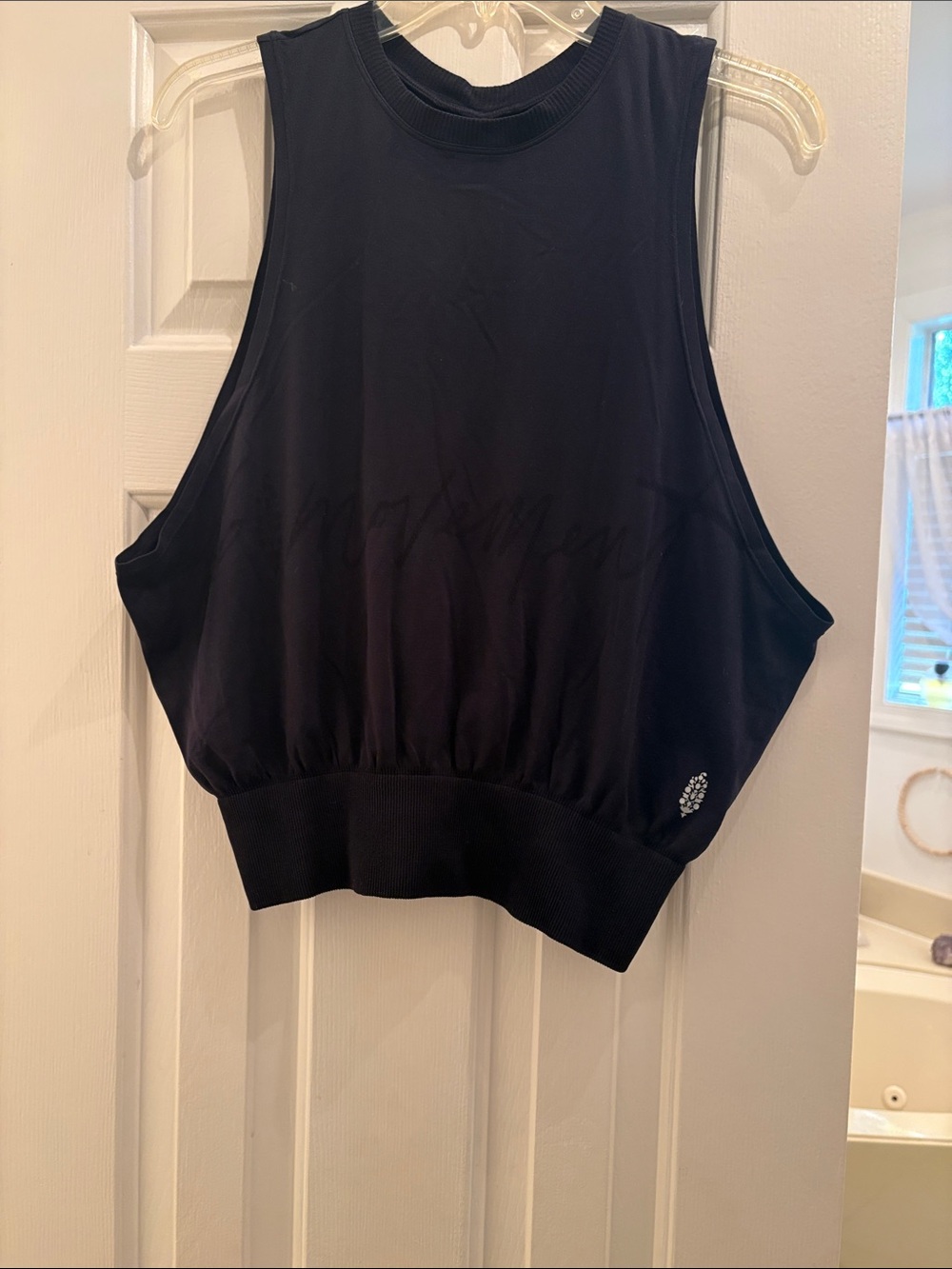 FP Movement by Free People Black Ribbed-Hem Cropped Muscle Tee